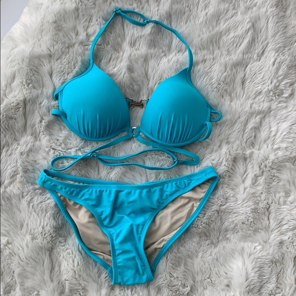 Kandice Pelletier light blue/turquoise swimsuit